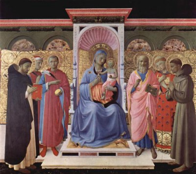 Репродукция картины Анджелико Фра на холсте - Thronende Maria mit dem Kind und Heiligen
