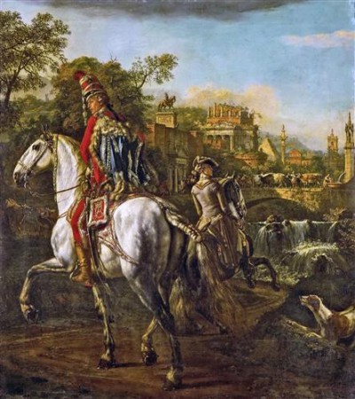 Репродукция картины Беллотто Бернардо на холсте - Конный портрет гусара