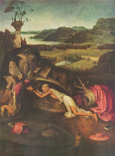 Репродукция картины Босх Иероним на холсте - Св. Иероним за молитвой