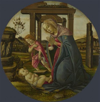 Репродукция картины Боттичелли Сандро на холсте - The Virgin and Child with Saint John the Baptist