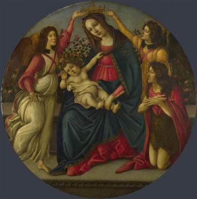Репродукция картины Боттичелли Сандро на холсте - The Virgin and Child with Saint John and Two Angels