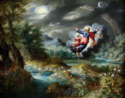 Репродукция картины Брейгель Младший Ян на холсте - Бог, создающий луну и звезды на небосводе