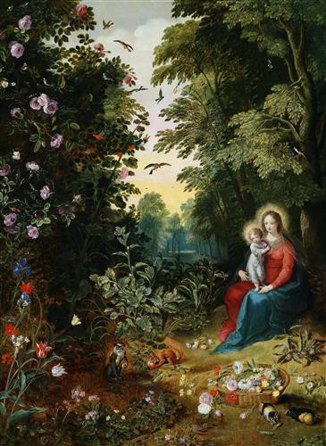 Репродукция картины Брейгель Младший Ян на холсте - Мадонна с младенцем в пейзаже