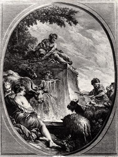 Репродукция картины Буше Франсуа на холсте - Shepherds at a Fountain