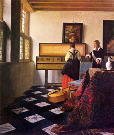 Репродукция картины Вермеер Ян на холсте - Урок музыки
