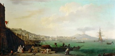 Репродукция картины Верне Клод Жозеф на холсте - View of Naples with Mt. Vesuvius