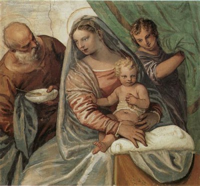 Репродукция картины Веронезе Паоло на холсте - Мадонна кормящая Младенца похлебкой.Вилла Мазер