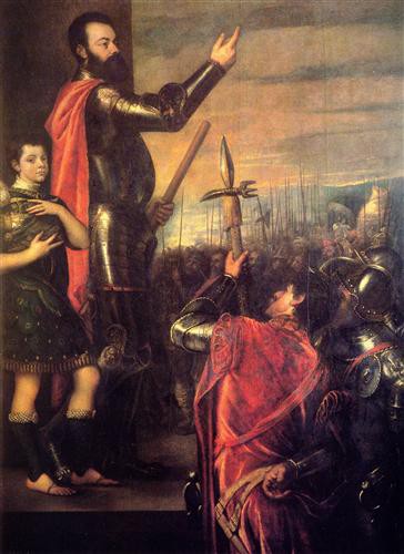 Репродукция картины Вечеллио Тициан на холсте - The Speech of Alfonso d'Avalo