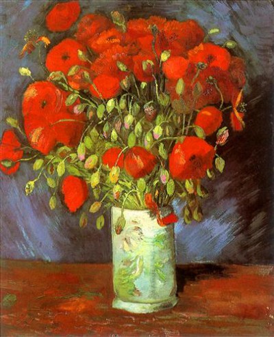 Репродукция картины Винсент Ван Гог на холсте - Vase with Red Poppies