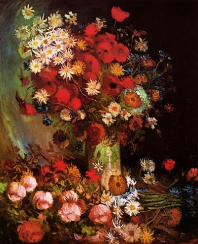 Репродукция картины Винсент Ван Гог на холсте - Vase with Poppies, Cornflowers, Peonies and Chrysanthemums