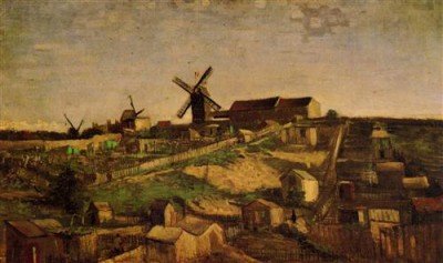 Репродукция картины Винсент Ван Гог на холсте - View of Montmartre with Windmills
