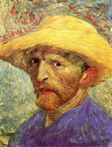 Репродукция картины Винсент Ван Гог на холсте - Self-Portrait with Straw Hat 3