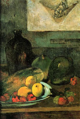 Репродукция картины Гоген Поль на холсте - Nature morte à l'esquisse de Delacroix
