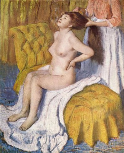 Репродукция картины Дега Эдгар на холсте - Woman Having Her Hair Combed