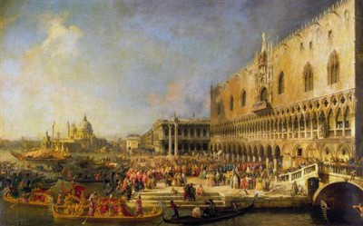 Репродукция картины Каналетто Антонио на холсте - Прием французского посла Венеции