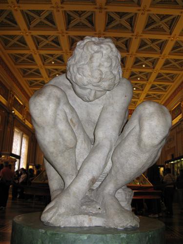 Репродукция картины Караваджо Микеланджело на холсте - Michelangelo's Crouching Boy  				 - Присевший мальчик Микеланджело