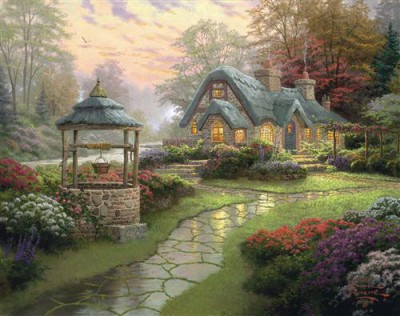 Репродукция картины Кинкейд Томас на холсте - Make a Wish Cottage  				 - Коттедж загадай желание