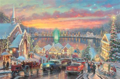 Репродукция картины Кинкейд Томас на холсте - The Lights of Christmastown