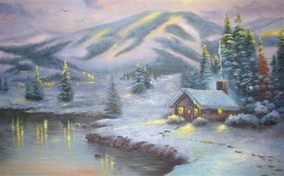 Репродукция картины Кинкейд Томас на холсте - Olympic Mountain Evening