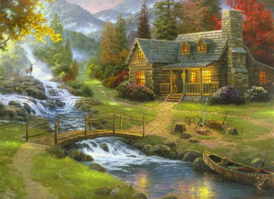 Репродукция картины Кинкейд Томас на холсте - Mountain Paradise
