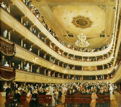 Репродукция картины Климт Густав на холсте - Зал старого дворцового театра в Вене