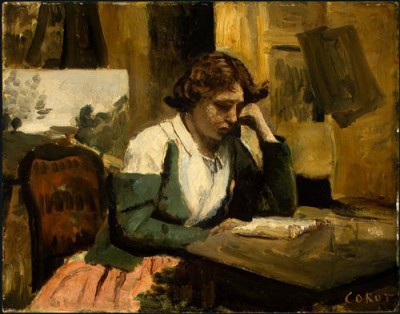 Репродукция картины Коро Жан Батист Камиль на холсте - Young Girl Reading
