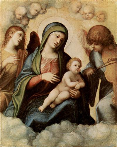 Репродукция картины Корреджо Антонио на холсте - Мадонна с ангелами