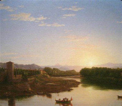 Репродукция картины Коул Томас на холсте - View on the Arno near Florence