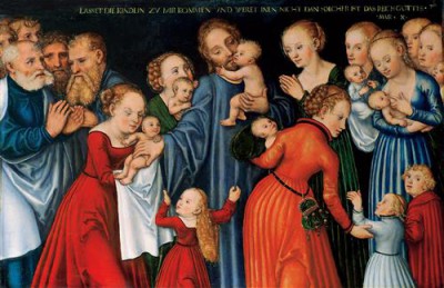 Репродукция картины Кранах Старший Лукас на холсте - Христос благословляет детей