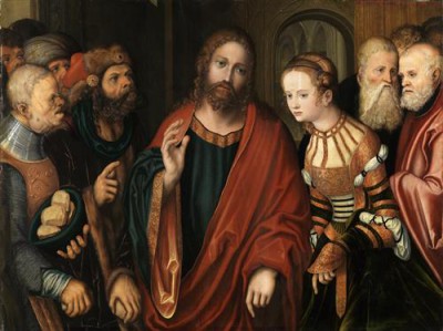 Репродукция картины Кранах Старший Лукас на холсте - Христос и грешница