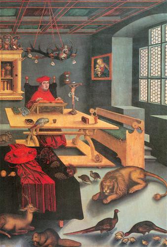 Репродукция картины Кранах Старший Лукас на холсте - Альбрехт Гогенцоллерн как Св. Иероним в своем кабинете