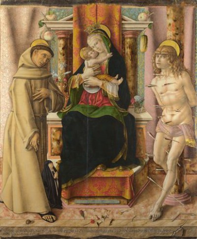 Репродукция картины Кривелли Карло на холсте - The Virgin and Child with Saints Francis and Sebastian
