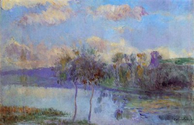 Репродукция картины Лебург Альберт на холсте - The Pond at Chalou-Moulineux, near Etampes  				 - Пруд в Шалу-Мулинё недалеко от Этампа