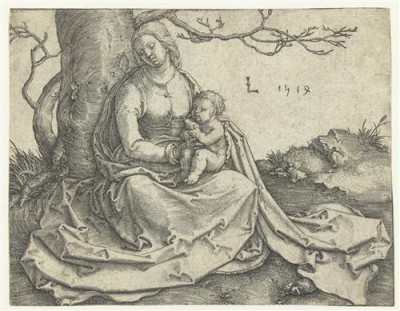 Репродукция картины Лейден Лукас на холсте - Мадонна с младенцем под деревом