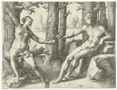 Репродукция картины Лейден Лукас на холсте - Адам и Ева