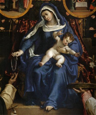 Репродукция картины Лотто Лоренцо на холсте - Madonna del rosario