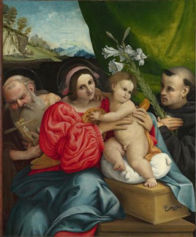 Репродукция картины Лотто Лоренцо на холсте - The Virgin and Child with Saints