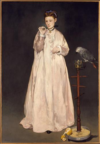 Репродукция картины Мане Эдуард на холсте - Молодая леди с попугаем