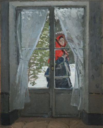 Репродукция картины Моне Оскар Клод на холсте - женщина в красном платке
