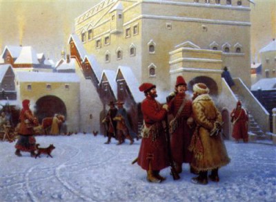 Репродукция картины Ольшанский Борис на холсте - Посольский двор XVII века