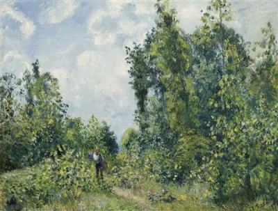 Репродукция картины Писсарро Камиль на холсте - wanderer going by the wood