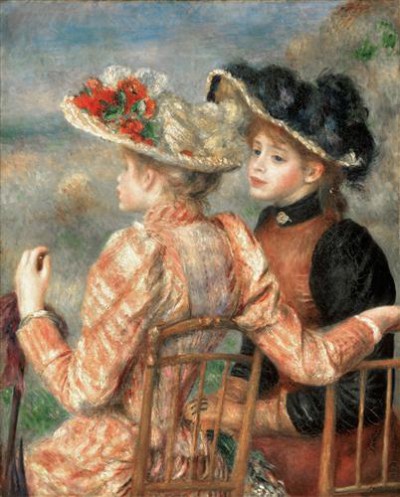 Репродукция картины Ренуар Пьер Огюст на холсте - Two Women In A Garden  				 - Две женщины в саду