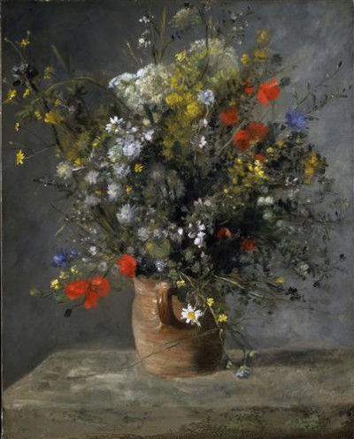 Репродукция картины Ренуар Пьер Огюст на холсте - Цветы в вазе