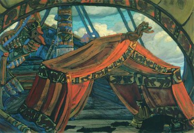 Репродукция картины Рерих Николай на холсте - корабль тристана.