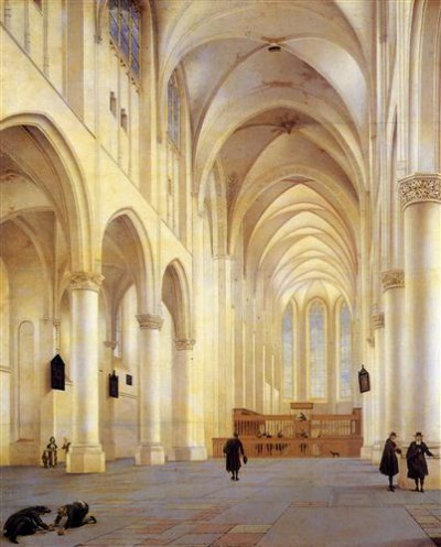 Репродукция картины Санредам Питер Янс на холсте - The Nave and Choir of the Saint Catharijnekerk, Utrecht