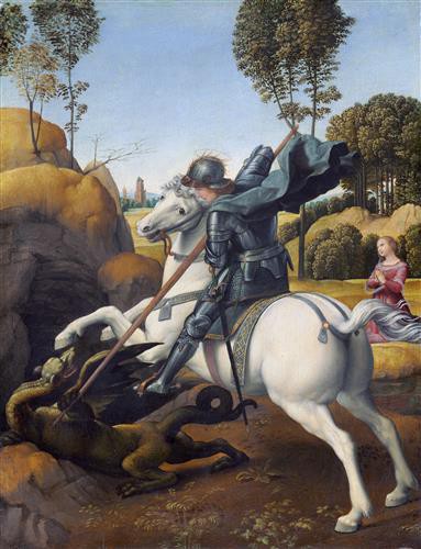 Репродукция картины Санти Рафаэль на холсте - святой Георгий и дракон