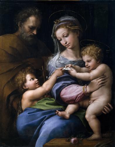 Репродукция картины Санти Рафаэль на холсте - Святое семейство с маленьким Иоанном Крестителем