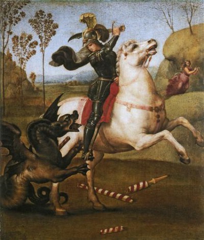 Репродукция картины Санти Рафаэль на холсте - Св. Георгий, побеждающий дракона