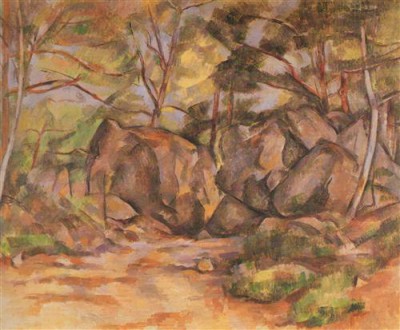 Репродукция картины Сезанн Поль на холсте - Paysage forestier aux rochers