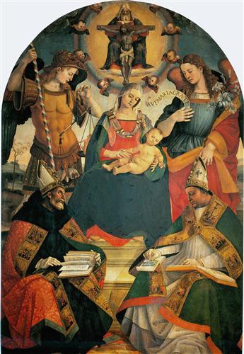 Репродукция картины Синьорелли Лука на холсте - Троицы, Богородицы и святых два